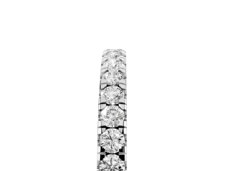 Round Diamond Slender Eternity Band Set in Silver with Pavé U-Prong Setting