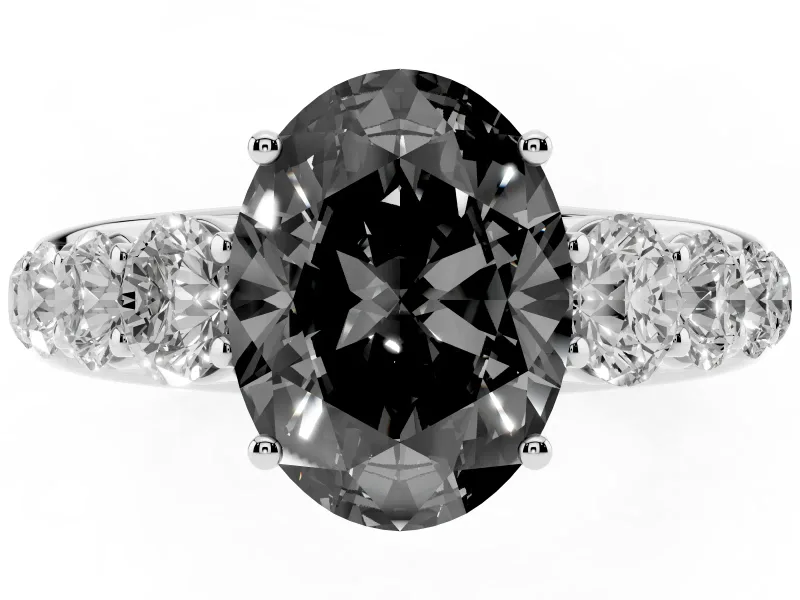 Oval Engagement Ring Setting for a Black Center | Sterling Silver