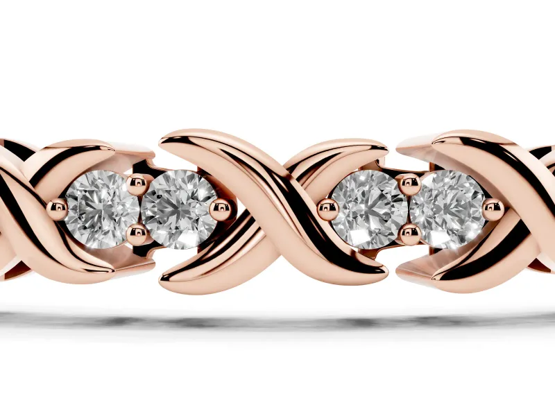 Round Lab-Grown Diamond X-Link Tennis Bracelet | Two-Stone Prong Settings | Rose Gold