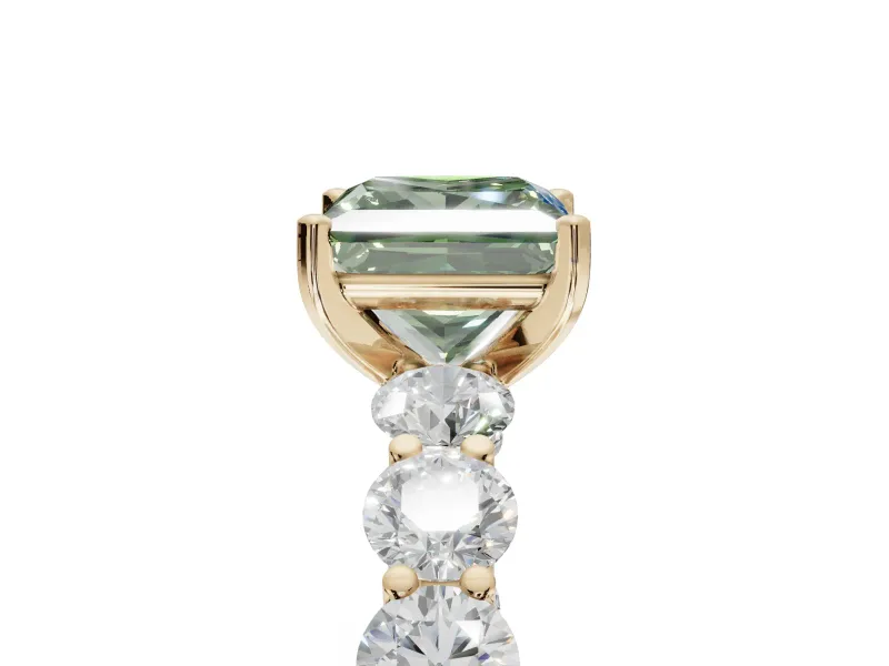 Princess Cut Engagement Ring Setting for a Fancy Green Lab-Grown Diamond | Yellow Gold - Design NV-24455
