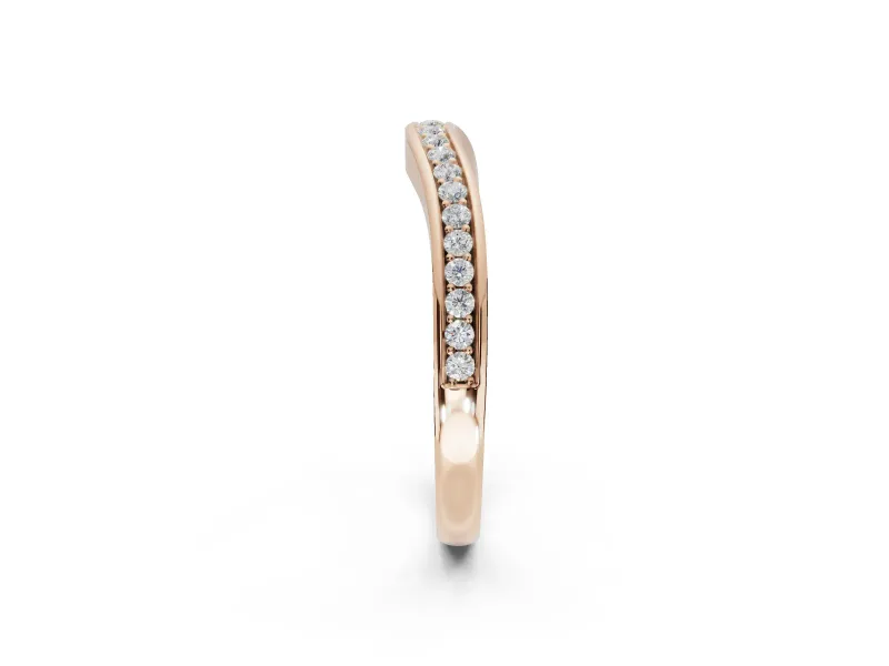 Round Lab-Grown Diamond Contoured Pavé Wedding Band | Smooth Polished Edges | Rose Gold