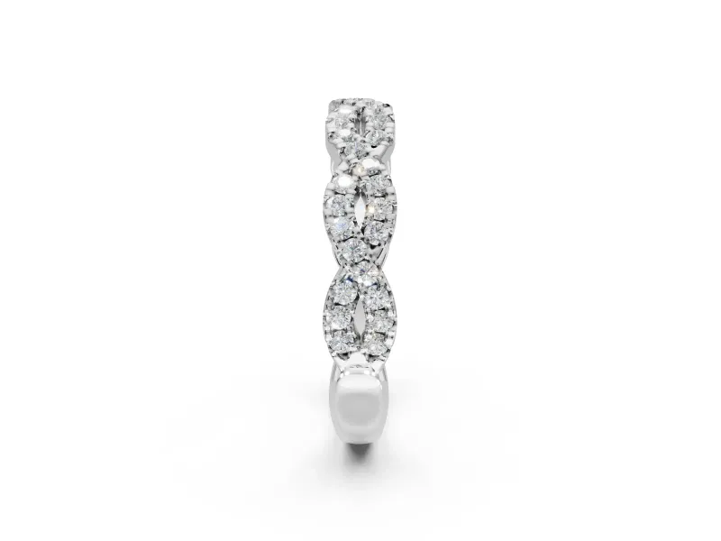 Round Lab-Grown Diamond Twisted Pavé Half Eternity Band | Interwoven Strands | Sterling Silver