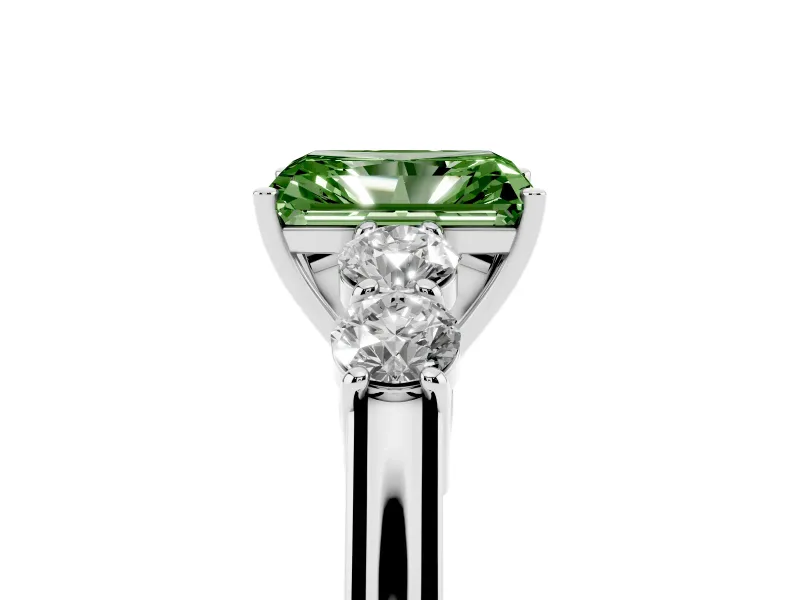 Radiant Cut 5 Stone Engagement Ring Setting for a Fancy Green Lab-Grown Diamond | White Gold