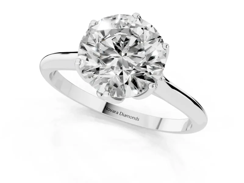 Round Cut Diamond Solitaire Cathedral Ring Set in Platinum with Prong Setting