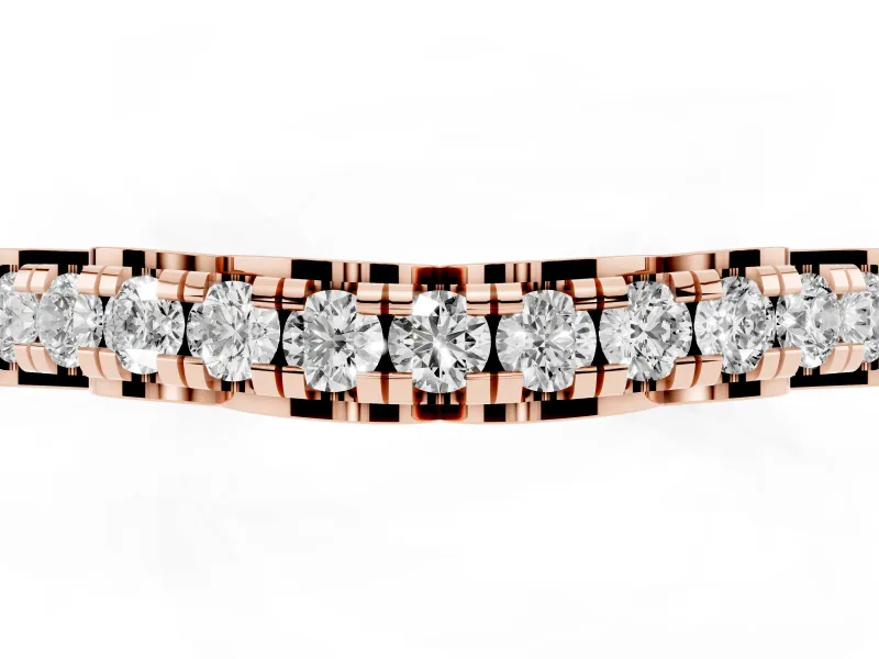 Round Lab-Grown Diamond Shared Prong Half Eternity Wedding Band | Scroll Gallery | Rose Gold