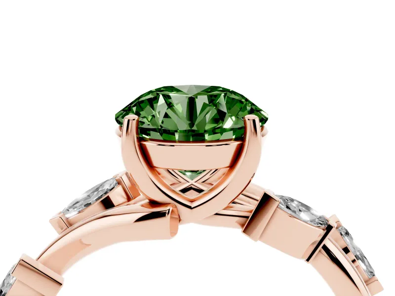 Round Twisted Vine Engagement Ring Setting for a Fancy Green Lab-Grown Diamond | Rose Gold