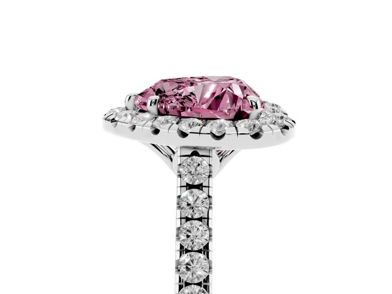 Heart-Shaped Raised Halo Engagement Ring Setting for a Fancy Pink Lab-Grown Diamond | Platinum