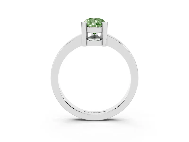 Pear-Shaped Solitaire Engagement Ring Setting for a Fancy Green Lab-Grown Diamond | Flat Tab Prongs | Platinum