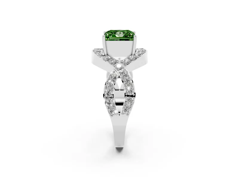 Princess Cut Infinity Twist Engagement Ring Setting for a Fancy Green Lab-Grown Diamond | Platinum