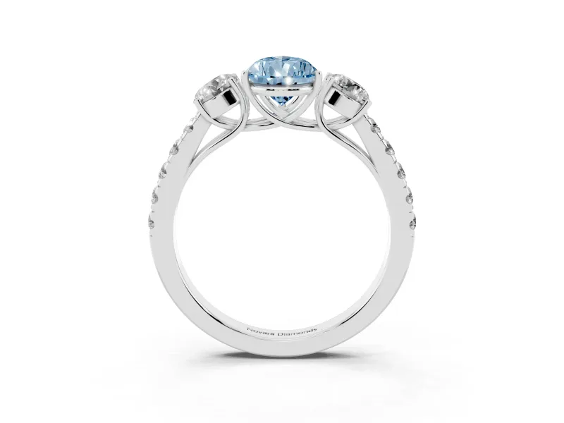 Pear-Shaped Engagement Ring Setting for a Fancy Blue Lab-Grown Diamond | Three Stone | Platinum