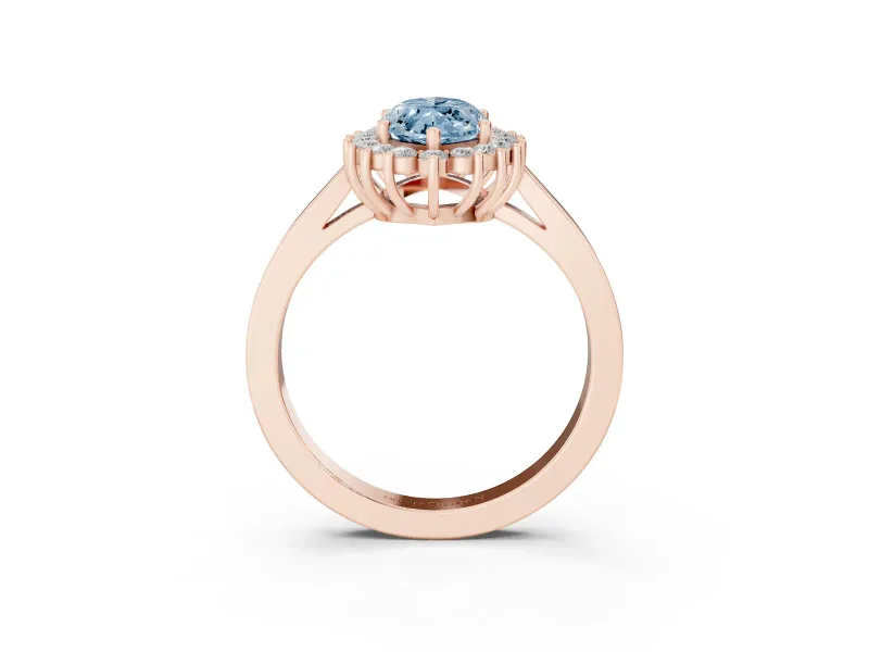 Marquise Scalloped Halo Engagement Ring Setting for a Fancy Blue Lab-Grown Diamond | Rose Gold