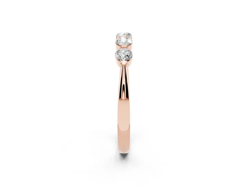 Round Lab-Grown Diamond Five-Stone Bar Set Wedding Band | Raised Row | Rose Gold