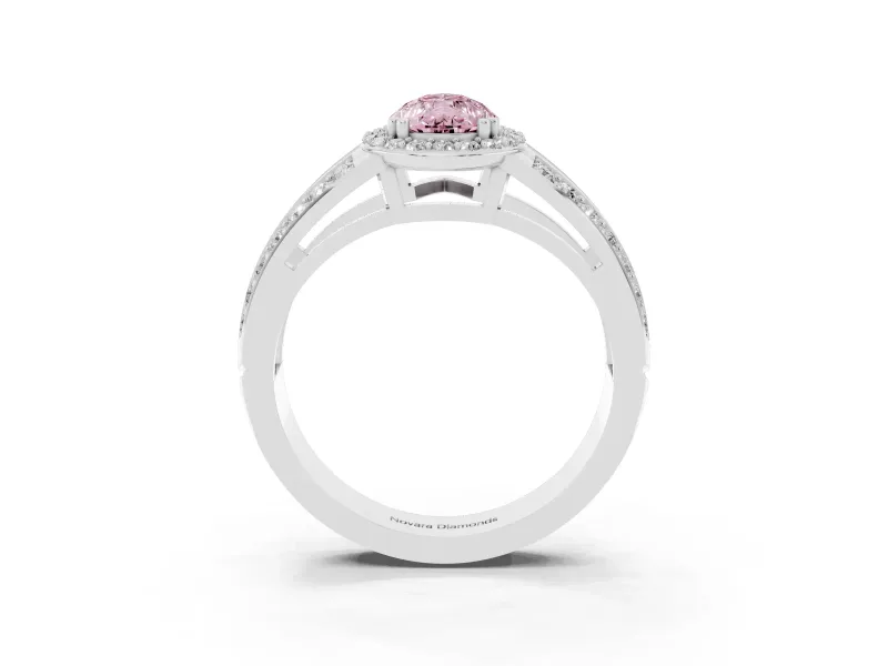 Pear-Shaped Halo Engagement Ring Setting for a Fancy Pink Lab-Grown Diamond | Split Shank | Platinum