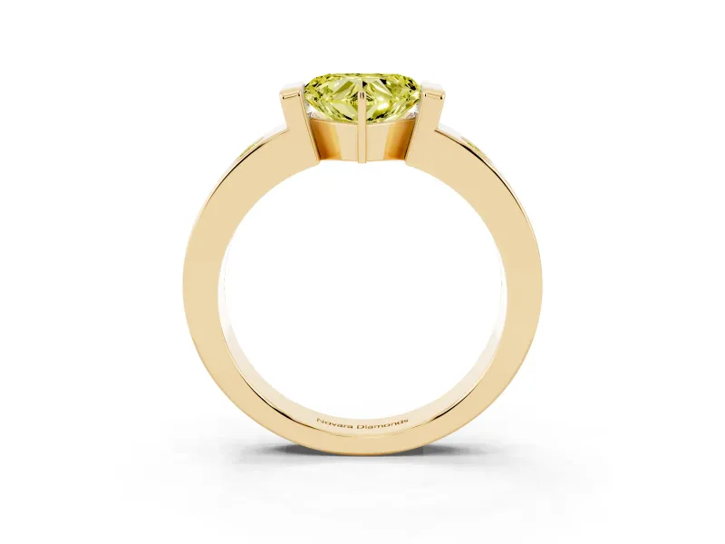 Heart-Shaped Tension Style Engagement Ring Setting for a Fancy Yellow Lab-Grown Diamond | Yellow Gold