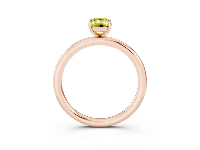 Emerald Cut Low Set Solitaire Engagement Ring Setting for a Fancy Yellow Lab-Grown Diamond | Plain Band | Rose Gold