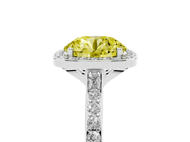 Round Halo Engagement Ring Setting for a Fancy Yellow Lab-Grown Diamond | Platinum - Design NV-24729
