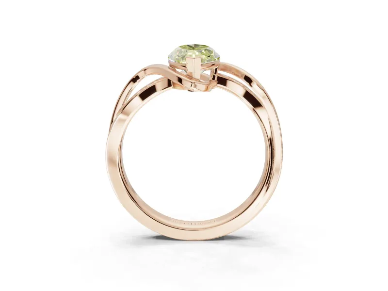 Marquise Bypass Solitaire Engagement Ring Setting for a Fancy Yellow Lab-Grown Diamond | Pavé Strands | Rose Gold