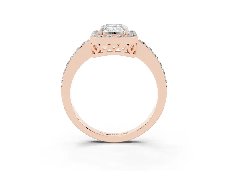 Emerald Cut Halo Engagement Ring Setting | Rose Gold