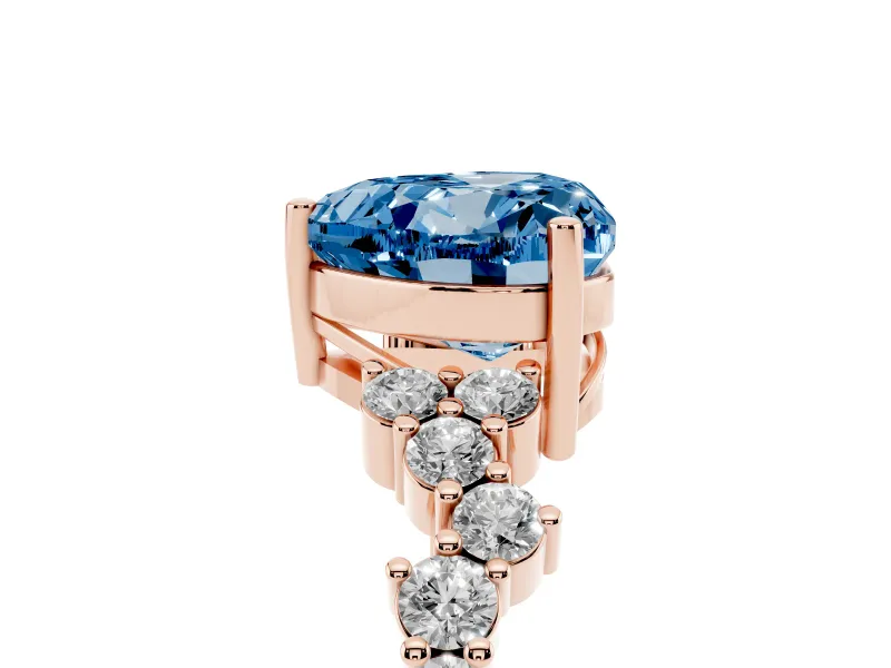 Heart-Shaped Scattered Accent Engagement Ring Setting for a Fancy Blue Lab-Grown Diamond | Rose Gold