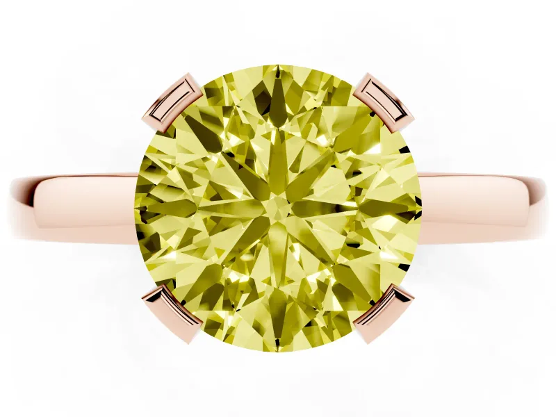 Round Tab Prong Solitaire Engagement Ring Setting for a Fancy Yellow Lab-Grown Diamond | Rose Gold