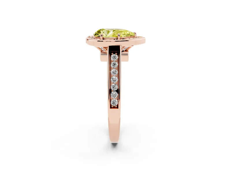 Pear-Shaped Rimmed Halo Engagement Ring Setting for a Fancy Yellow Lab-Grown Diamond | Rose Gold