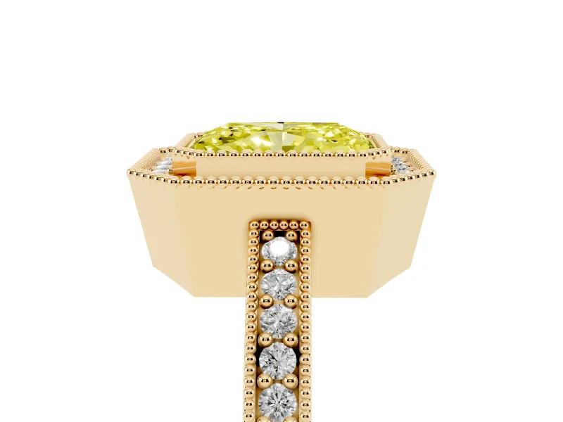 Radiant Cut Halo Engagement Ring Setting for a Fancy Yellow Lab-Grown Diamond | Yellow Gold - Design NV-24886