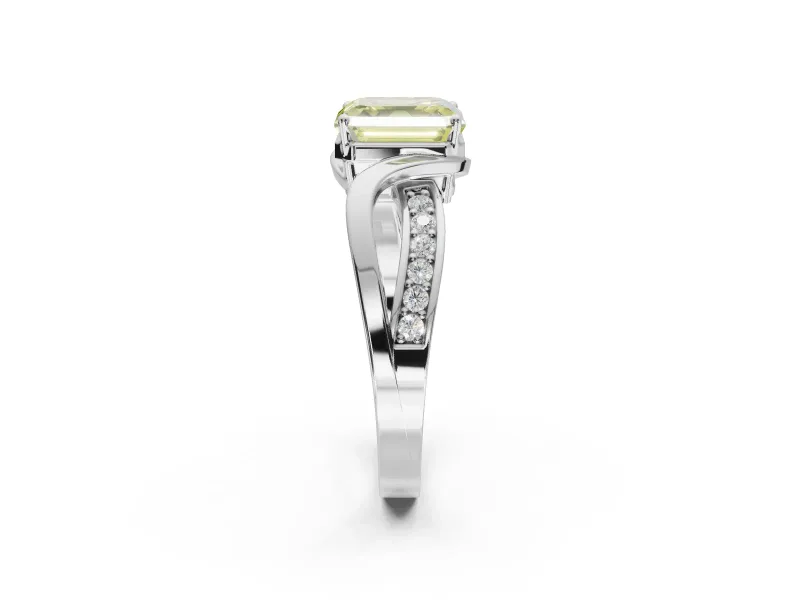 Asscher Cut Bypass Engagement Ring Setting for a Fancy Yellow Lab-Grown Diamond | Sterling Silver - Design NV-24814