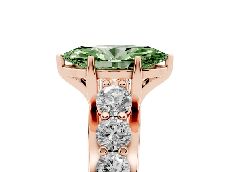 Marquise Graduated Engagement Ring Setting for a Fancy Green Lab-Grown Diamond | Rose Gold