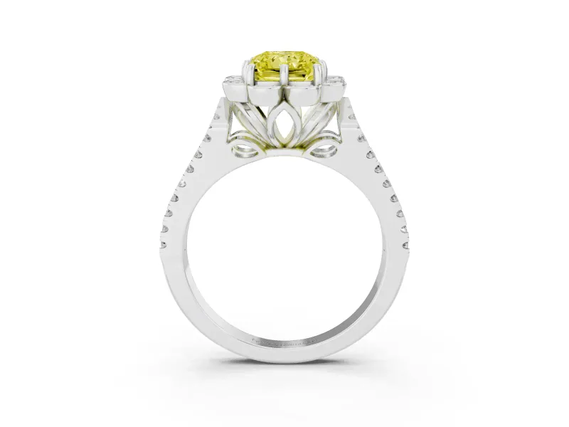 Radiant Cut Halo Engagement Ring Setting for a Fancy Yellow Lab-Grown Diamond | Sterling Silver - Design NV-24768