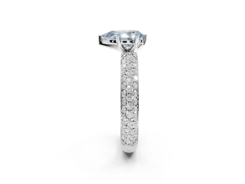 Pear-Shaped Domed Pavé Engagement Ring Setting for a Fancy Blue Lab-Grown Diamond | Sterling Silver