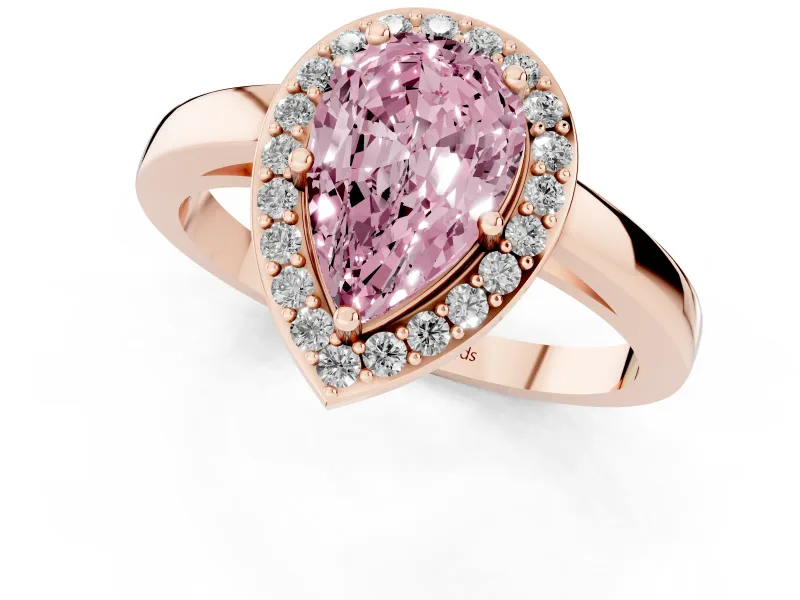 Pear-Shaped Thin Halo Engagement Ring Setting for a Fancy Pink Lab-Grown Diamond | Slim Plain Band | Rose Gold