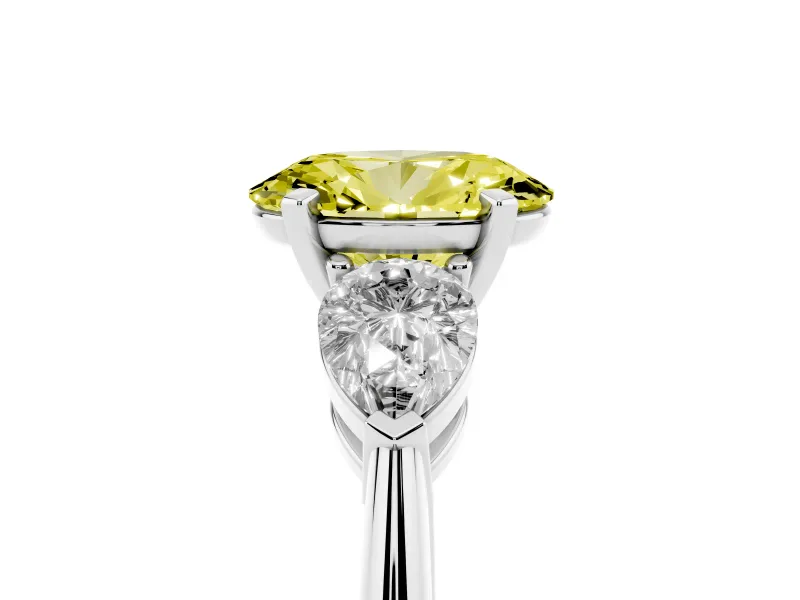 Oval 3-Stone Engagement Ring Setting for a Fancy Yellow Lab-Grown Diamond | Sterling Silver