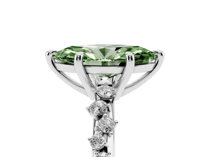 Marquise Graduated Accent Engagement Ring Setting for a Fancy Green Lab-Grown Diamond | White Gold