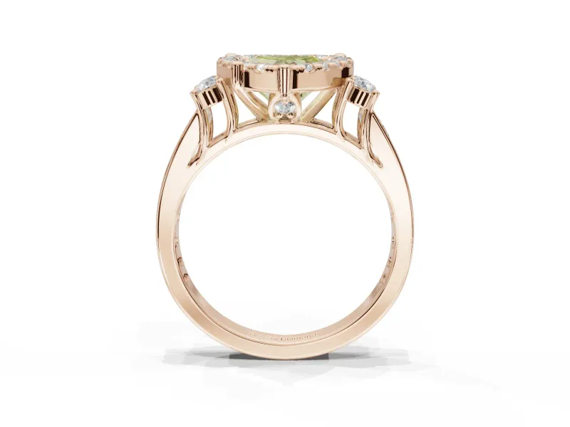 Heart-Shaped Halo Engagement Ring Setting for a Fancy Yellow Lab-Grown Diamond | Graduated Channel Band | Rose Gold