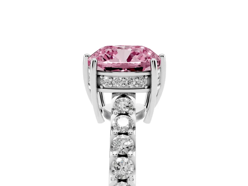 Cushion Cut Engagement Ring Setting for a Fancy Pink Lab-Grown Diamond | Platinum - Design NV-24649
