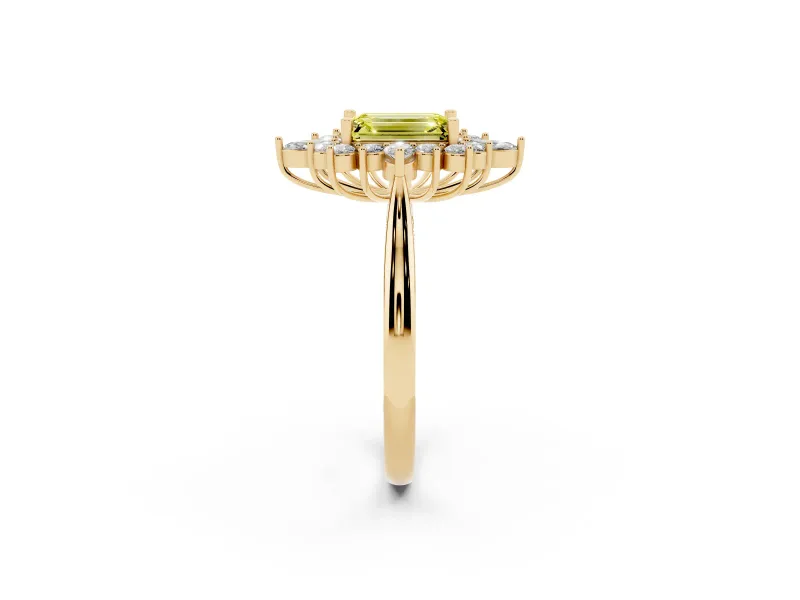 Emerald Cut Engagement Ring Setting for a Fancy Yellow Lab-Grown Diamond | Yellow Gold - Design NV-24790