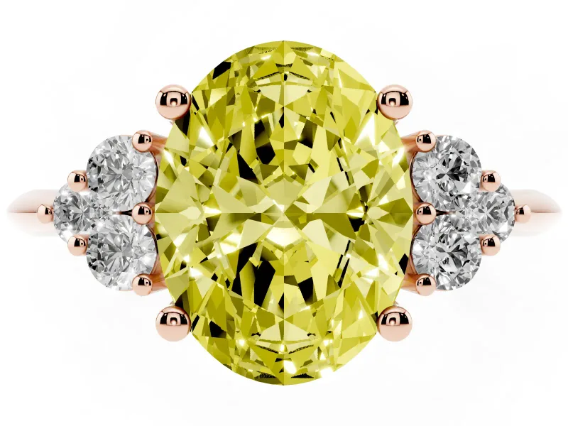 Oval Cluster Accent Engagement Ring Setting for a Fancy Yellow Lab-Grown Diamond | Rose Gold
