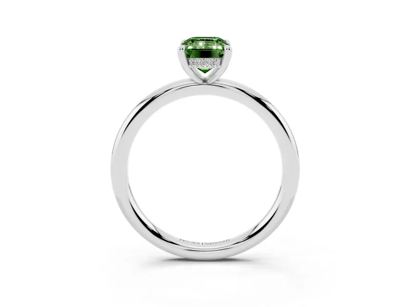 Emerald Cut Hidden Halo Ring Setting for a Fancy Green Lab-Grown Diamond | Platinum
