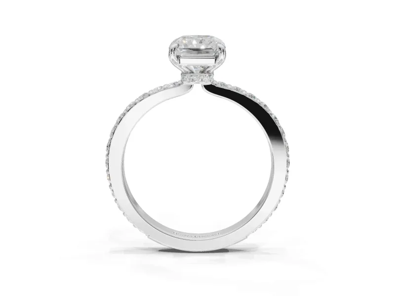 Radiant Cut Hidden Halo Engagement Ring Setting | White Gold