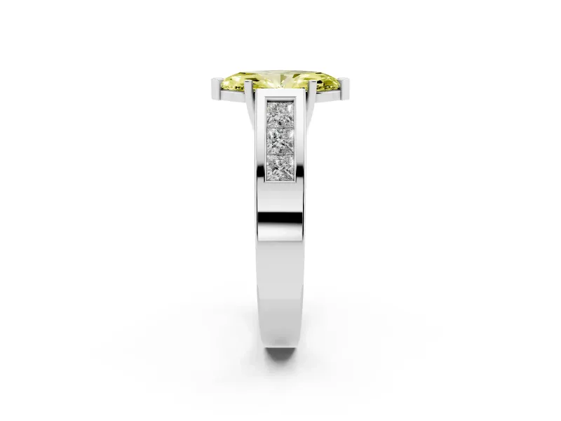 Marquise Channel-Set Engagement Ring Setting for a Fancy Yellow Lab-Grown Diamond | Platinum
