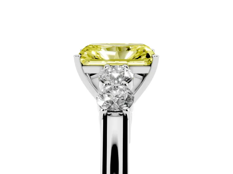 Radiant Cut 5 Stone Engagement Ring Setting for a Fancy Yellow Lab-Grown Diamond | Platinum