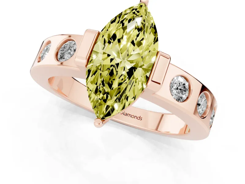 Marquise Tension Style Engagement Ring Setting for a Fancy Yellow Lab-Grown Diamond | Rose Gold