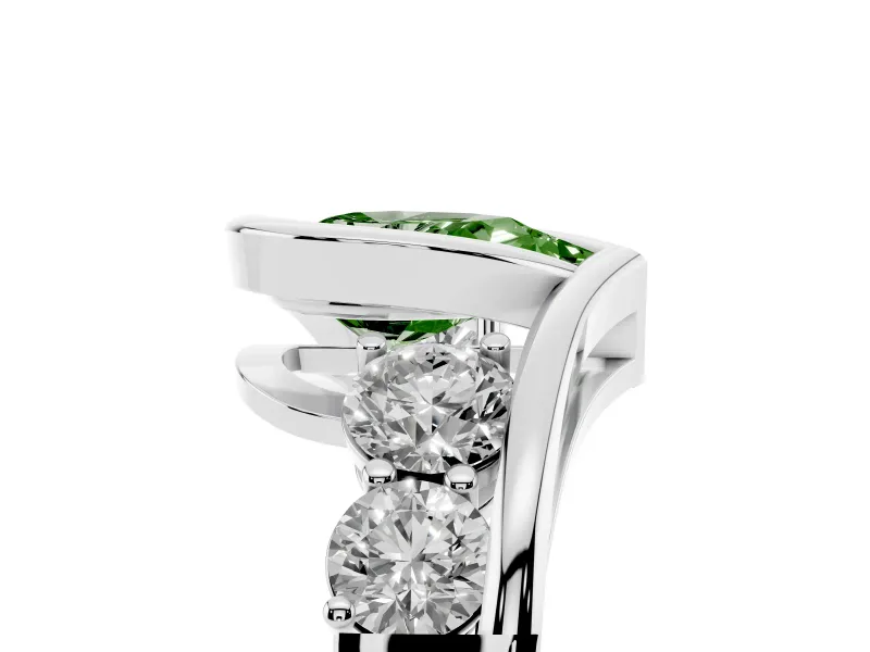 Pear-Shaped Bezel Bypass Engagement Ring Setting for a Fancy Green Lab-Grown Diamond | Platinum