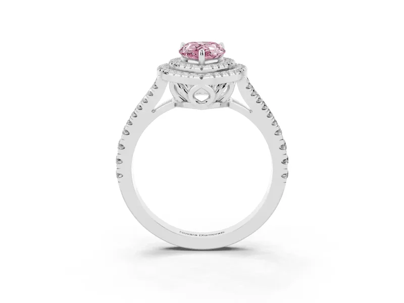 Pear-Shaped Halo Engagement Ring Setting for a Fancy Pink Lab-Grown Diamond | White Gold - Design NV-24799