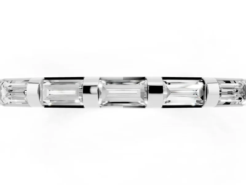 Baguette Diamond Continuous Channel Eternity Band Set in White gold with Polished Walls