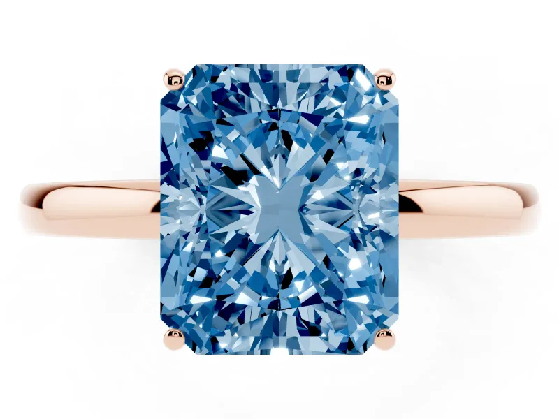 Radiant Cut Engagement Ring Setting for a Fancy Blue Lab-Grown Diamond | Hidden Halo | Rose Gold