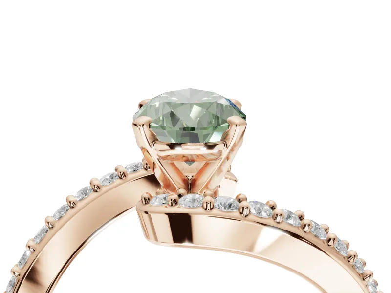 Pear-Shaped Bypass Pavé Engagement Ring Setting for a Fancy Green Lab-Grown Diamond | Rose Gold