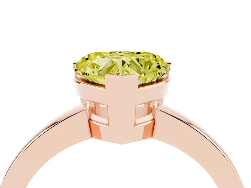 Heart-Shaped Solitaire Engagement Ring Setting for a Fancy Yellow Lab-Grown Diamond | Flat Tab Prongs | Rose Gold