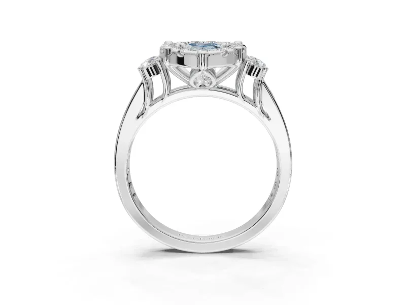 Pear-Shaped Halo Engagement Ring Setting for a Fancy Blue Lab-Grown Diamond | Graduated Channel Band | Platinum
