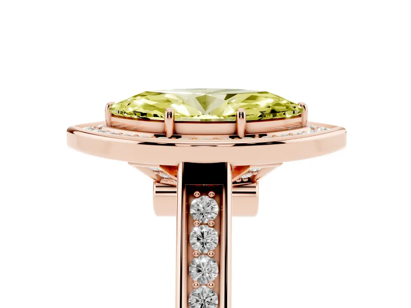Marquise Rimmed Halo Engagement Ring Setting for a Fancy Yellow Lab-Grown Diamond | Rose Gold